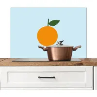 KitchenYeah Spatscherm keuken 90x60 cm - Kookplaat achterwand Fruit - Sinaasappel - Oranje - Muurbeschermer - Spatwand fornuis - Hoogwaardig aluminium