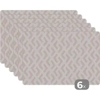 KitchenYeah Placemats - Onderlegger - Patronen - Lijn - Design - Beige - Keuken - 45x30 cm - Placemat - 6 stuks