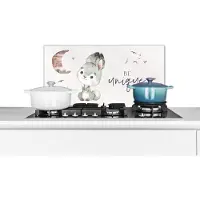 KitchenYeah Spatscherm keuken 60x30 cm - Kookplaat achterwand Quotes - Kinderen - Be unique - Jongens - Meisjes - Waterverf - Muurbeschermer - Spatwand fornuis - Hoogwaardig aluminium