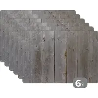 KitchenYeah Placemat - Placemats - Houten plank - Structuur - Grijs - Hout - Tafel onderzetters -45x30 cm - 6 stuks
