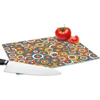 KitchenYeah Glazen Snijplank - 28x20 - Patroon - Retro - Cirkel - Snijplanken Glas