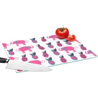 KitchenYeah Glazen Snijplank - 39x28 - Ananas - Olifant - Design - Snijplanken Glas