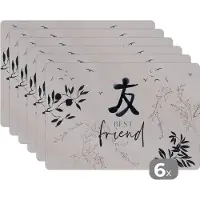 KitchenYeah Placemat - Placemats kunststof - Best friend - Vriendschap - Spreuken - Quotes - Vrienden - 45x30 cm - 6 stuks - Hittebestendig - Anti-Slip - Onderlegger - Afneembaar