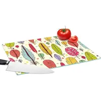 KitchenYeah Glazen Snijplank - 39x28 - Patroon - Veren - Kleuren - Jongens - Kinderen - Kids - Kind - Snijplanken Glas