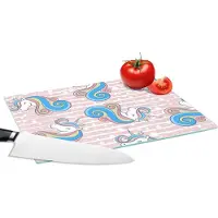 KitchenYeah Glazen Snijplank - 28x20 - Unicorn - Patronen - Roze - Snijplanken Glas