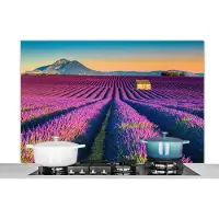 KitchenYeah Spatscherm keuken 120x80 cm - Kookplaat achterwand Lavendel - Berg - Bloemen - Muurbeschermer - Spatwand fornuis - Hoogwaardig aluminium