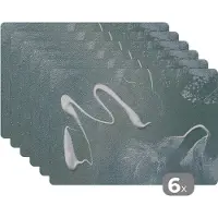 KitchenYeah Placemat - Verf - Acrylverf - Blauw - Wit - Tafel - Onderleggers - Placemats - 45x30 cm - 6 stuks