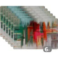KitchenYeah Placemat - Placemats kunststof - Olieverf - Schilderij - Abstract - 45x30 cm - 6 stuks - Hittebestendig - Anti-Slip - Onderlegger - Afneembaar