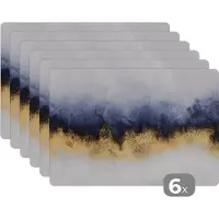 KitchenYeah Placemat - Glitter - Goud - Abstract - Luxe - Onderleggers - Tafel - Placemats - 45x30 cm - 6 stuks
