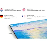 KitchenYeah Spatscherm keuken 120x80 cm - Kookplaat achterwand Schilderij - Griekenland - Water - Olieverf - Muurbeschermer - Spatwand fornuis - Hoogwaardig aluminium