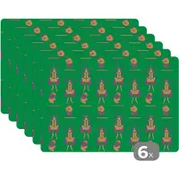 KitchenYeah Placemat - Placemats kunststof - Masker - Patronen - Carnaval - Joker - 45x30 cm - 6 stuks - Hittebestendig - Anti-Slip - Onderlegger - Afneembaar