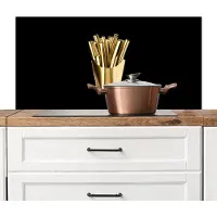 KitchenYeah Spatscherm keuken 100x50 cm - Kookplaat achterwand Friet - Goud - Chrome - Eten - Muurbeschermer - Spatwand fornuis - Hoogwaardig aluminium