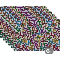 KitchenYeah Placemat - Placemats kunststof - Abstract - Patronen - Afrika - 45x30 cm - 6 stuks - Hittebestendig - Anti-Slip - Onderlegger - Afneembaar