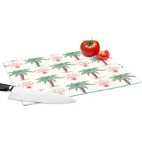KitchenYeah Glazen Snijplank - 39x28 - Palmboom - Zomer - Patronen - Snijplanken Glas