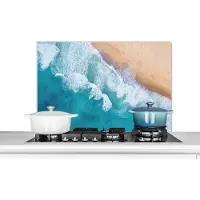 KitchenYeah Spatscherm keuken 80x55 cm - Kookplaat achterwand Water - Zee - Strand - Zomer - Muurbeschermer - Spatwand fornuis - Hoogwaardig aluminium