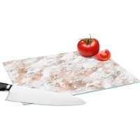 KitchenYeah Glazen Snijplank - 28x20 - Rose goud - Patroon - Marmer - Luxe - Snijplanken Glas