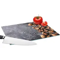KitchenYeah Glazen Snijplank - 28x20 - Noten - Herfst - Keuken - Industrieel - Snijplanken Glas