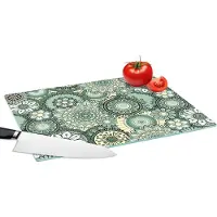 KitchenYeah Glazen Snijplank - 39x28 - Bloemen - Groen - Patronen - Snijplanken Glas