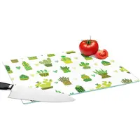 KitchenYeah Glazen Snijplank - 39x28 - Vetplanten - Patronen - Cactus - Snijplanken Glas