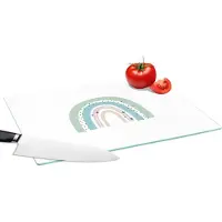 KitchenYeah Glazen Snijplank - 39x28 - Regenboog - Kinderen - Sterren - Stippen - Pastel - Snijplanken Glas