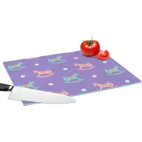KitchenYeah Glazen Snijplank - 39x28 - Hobbelpaard - Patronen - Geboorte - Snijplanken Glas