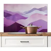 KitchenYeah Spatscherm keuken 100x65 cm - Kookplaat achterwand Abstract - Heuvels - Landschap - Paars - Muurbeschermer - Spatwand fornuis - Hoogwaardig aluminium