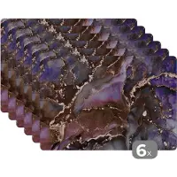 KitchenYeah Placemats - Marmer - Roze - Goud - Onderleggers placemat - 45x30 cm - 6 stuks