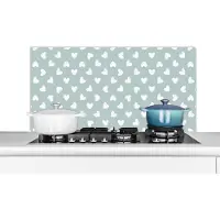 KitchenYeah Spatscherm - Keuken achterwand - Keuken - Patronen - Hart - Groen - Wit - 100x50 cm - Spatwand