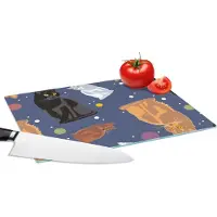 KitchenYeah Glazen Snijplank - 28x20 - Patronen - Kat - Ruimte - Jongens - Meisjes - Kinderen - Kids - Snijplanken Glas