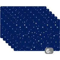KitchenYeah Placemat - Placemats kunststof - Sterrenhemel - Sterren - Design - 45x30 cm - 6 stuks - Hittebestendig - Anti-Slip - Onderlegger - Afneembaar