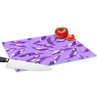 KitchenYeah Glazen Snijplank - 39x28 - Meiden - Veren - Paars - Patronen - Girl - Paars - Kinderen - Kids - Snijplanken Glas