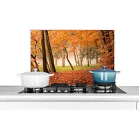 KitchenYeah Spatscherm keuken 60x40 cm - Kookplaat achterwand Bladeren - Herfst - Bos - Muurbeschermer - Spatwand fornuis - Hoogwaardig aluminium