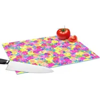 KitchenYeah Glazen Snijplank - 39x28 - Bloesem - Zomer - Regenboog - Bloem - Design - Snijplanken Glas