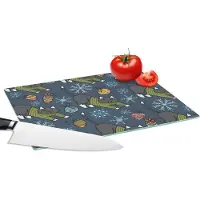 KitchenYeah Glazen Snijplank - 28x20 - Katten - Sneeuw - Kerstbal - Patronen - Snijplanken Glas