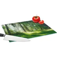 KitchenYeah Glazen Snijplank - 39x28 - Natuur - Bomen - Bos - Groen - Zon - Gras - Planten - Snijplanken Glas