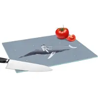 KitchenYeah Glazen Snijplank - 39x28 - Ruimte - Jongen - Maan - Walvis - Snijplanken Glas