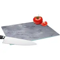 KitchenYeah Glazen Snijplank - 28x20 - Leisteen - Beton - Retro - Structuren - Grijs - Rustiek - Snijplanken Glas