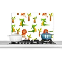 KitchenYeah Spatscherm keuken 80x55 cm - Kookplaat achterwand Jungle - Leeuw - Krokodil - Muurbeschermer - Spatwand fornuis - Hoogwaardig aluminium