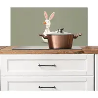 KitchenYeah Spatscherm keuken 80x40 cm - Kookplaat achterwand Eend - Konijnoren - Grijs - Muurbeschermer - Spatwand fornuis - Hoogwaardig aluminium