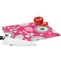 KitchenYeah Glazen Snijplank - 28x20 - Design - Snoep - Candy - Roze - Snijplanken Glas