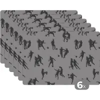 KitchenYeah Placemat - Placemats kunststof - Sport - Voetbal - Patronen - 45x30 cm - 6 stuks - Hittebestendig - Anti-Slip - Onderlegger - Afneembaar
