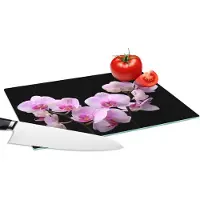 KitchenYeah Glazen Snijplank - 28x20 - Orchidee - Bloemen - Roze - Flora - Snijplanken Glas