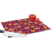 KitchenYeah Glazen Snijplank - 39x28 - Egel - Paddenstoel - Patronen - Snijplanken Glas