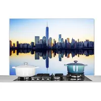 KitchenYeah Spatscherm keuken - Skyline - New York - Manhattan - Wolkenkrabber - Spatwand - Achterwand keuken - 120x80 cm - Aluminium