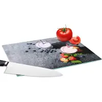KitchenYeah Glazen Snijplank - 28x20 - Smoothie - Fruit - Aardbei - Bes - Marmer - Snijplanken Glas