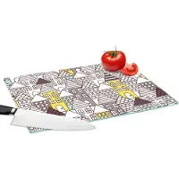 KitchenYeah Glazen Snijplank - 39x28 - Patronen - Huis - Skyline - Snijplanken Glas
