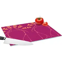 KitchenYeah Glazen Snijplank - 39x28 - Roze - Oranje - Jugendstil - Patronen - Snijplanken Glas