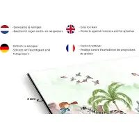KitchenYeah Spatscherm keuken 120x80 cm - Kookplaat achterwand Strand - Dieren - Kinderen - Vuurtoren - Jongens - Muurbeschermer - Spatwand fornuis - Hoogwaardig aluminium