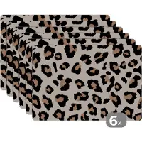 KitchenYeah Placemats - Panter - Dierenprint - Luipaardprint - Patroon - Placemat - Onderleggers placemats - Onderlegger - 45x30 cm - 6 stuks