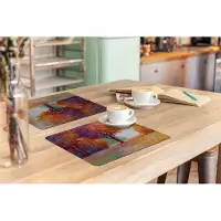 KitchenYeah Placemat - Placemats kunststof - Schilderij - Boom - Kleuren - Olieverf - 45x30 cm - 6 stuks - Hittebestendig - Anti-Slip - Onderlegger - Afneembaar